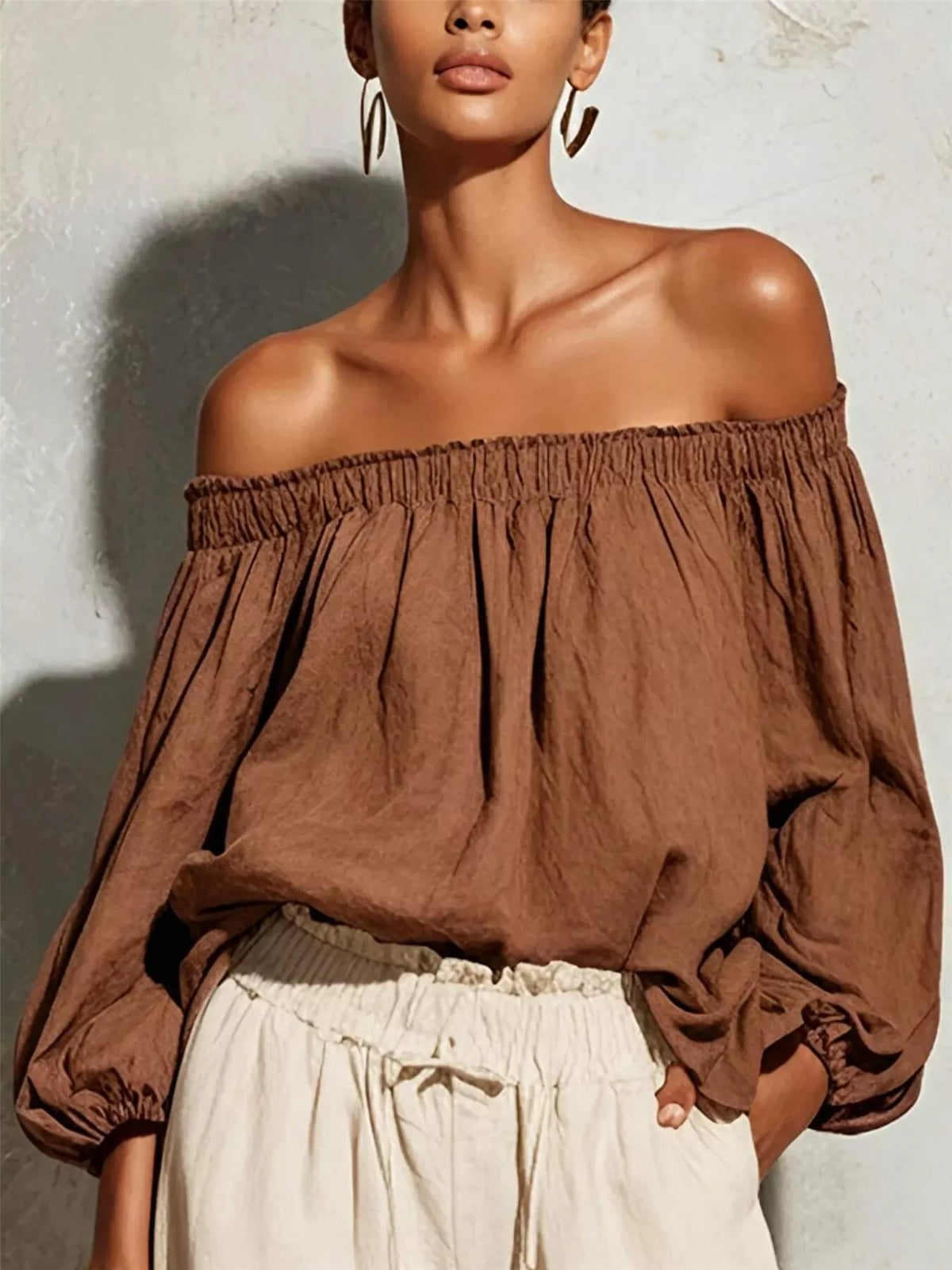 Trendsi Off-Shoulder Long Sleeve Blouse -