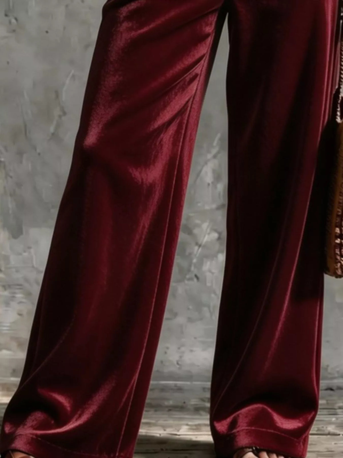 Trendsi Full Size Velvet Wide-Leg Pants Plus Size -