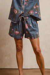 Trendsi BiBi Floral Printed Denim Short Pants With Pocket - Shorts