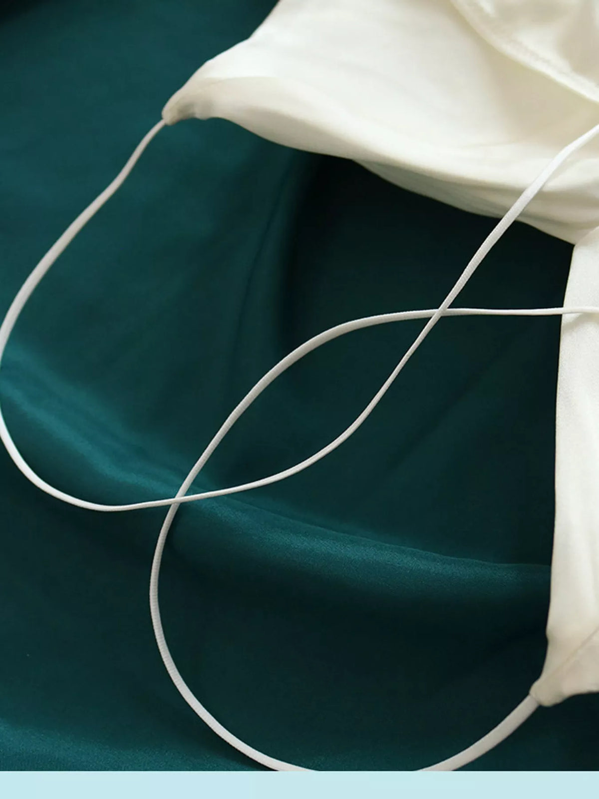 White satin v neck cami, detail view