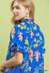 Trendsi Umgee Floral Ruffle Hem Mini Dress -