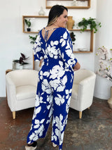 Trendsi Double Take Full Size Printed Tie Back Wide Leg Jumpsuit -