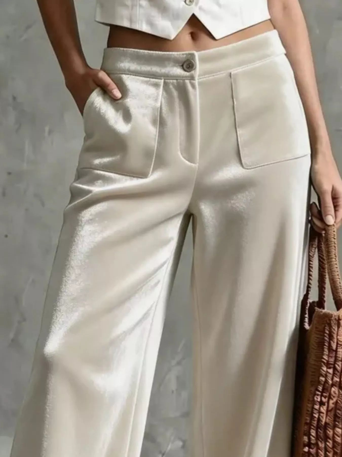 Trendsi Full Size Velvet Wide-Leg Pants Plus Size -