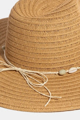 Trendsi Fame Shell Beaded Wide Brim Straw Hat -
