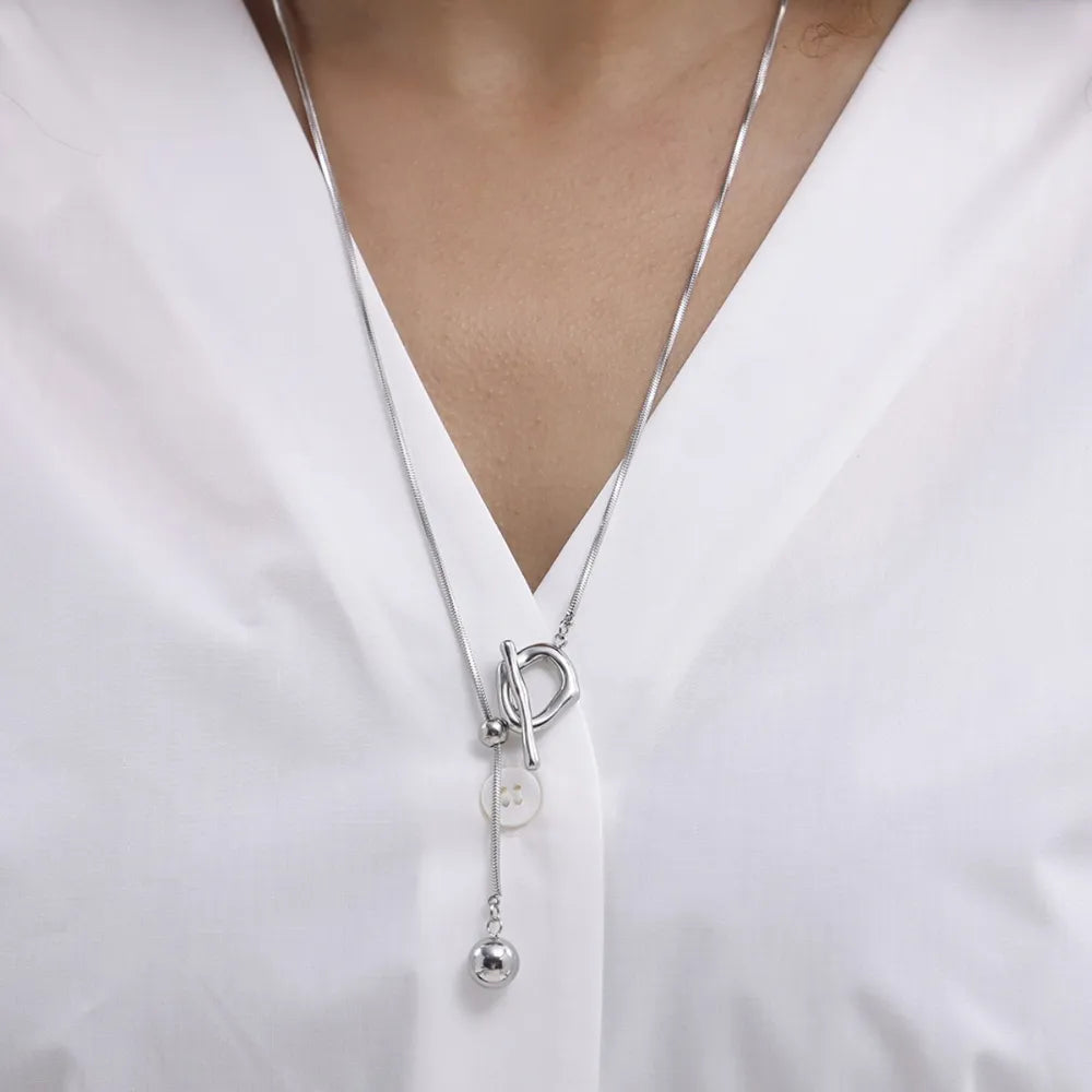 Trendsi Stainless Steel Bead Necklace -