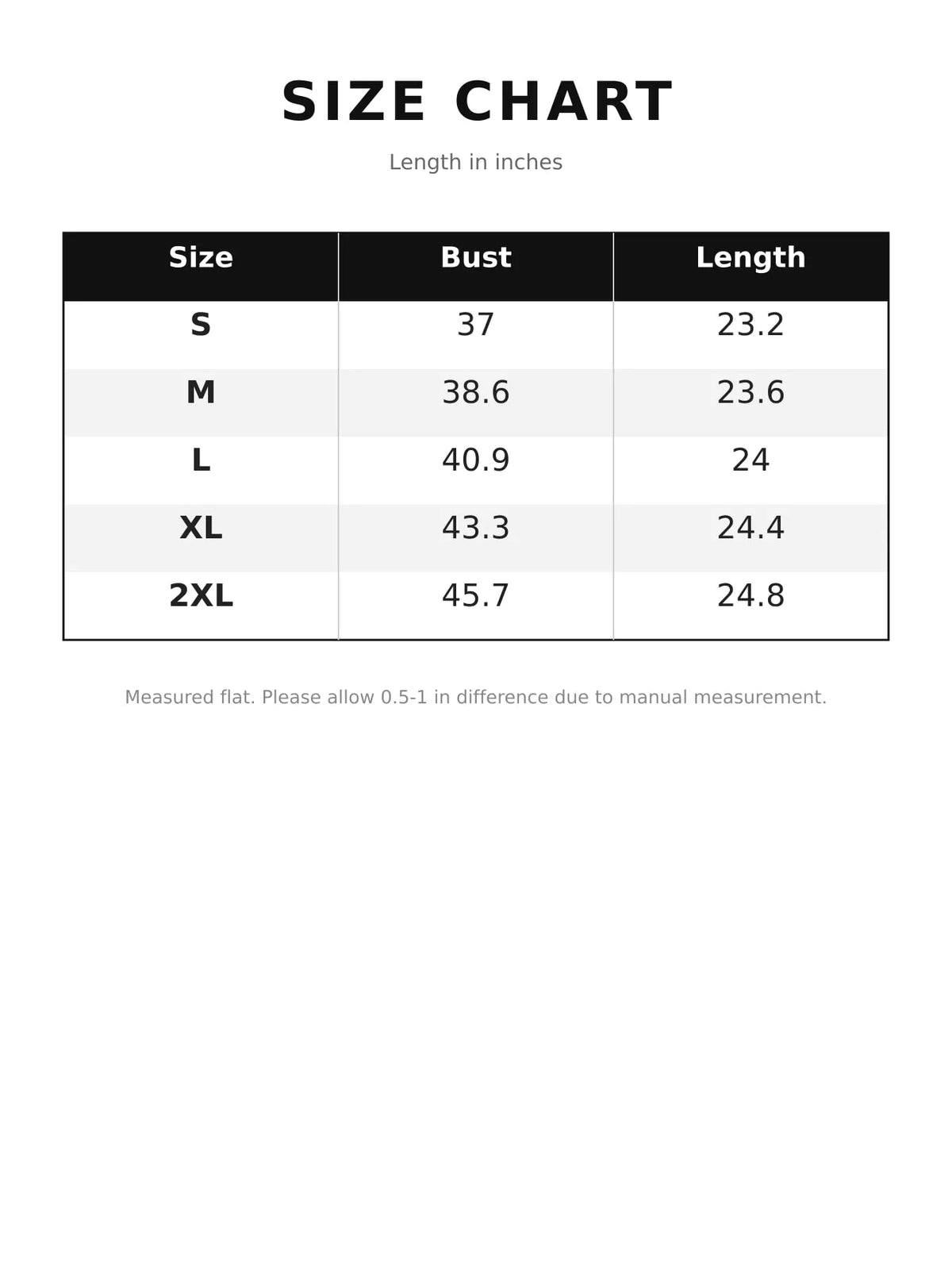 Floral Print Ruffled V-Neck Blouse — size and measurement chart