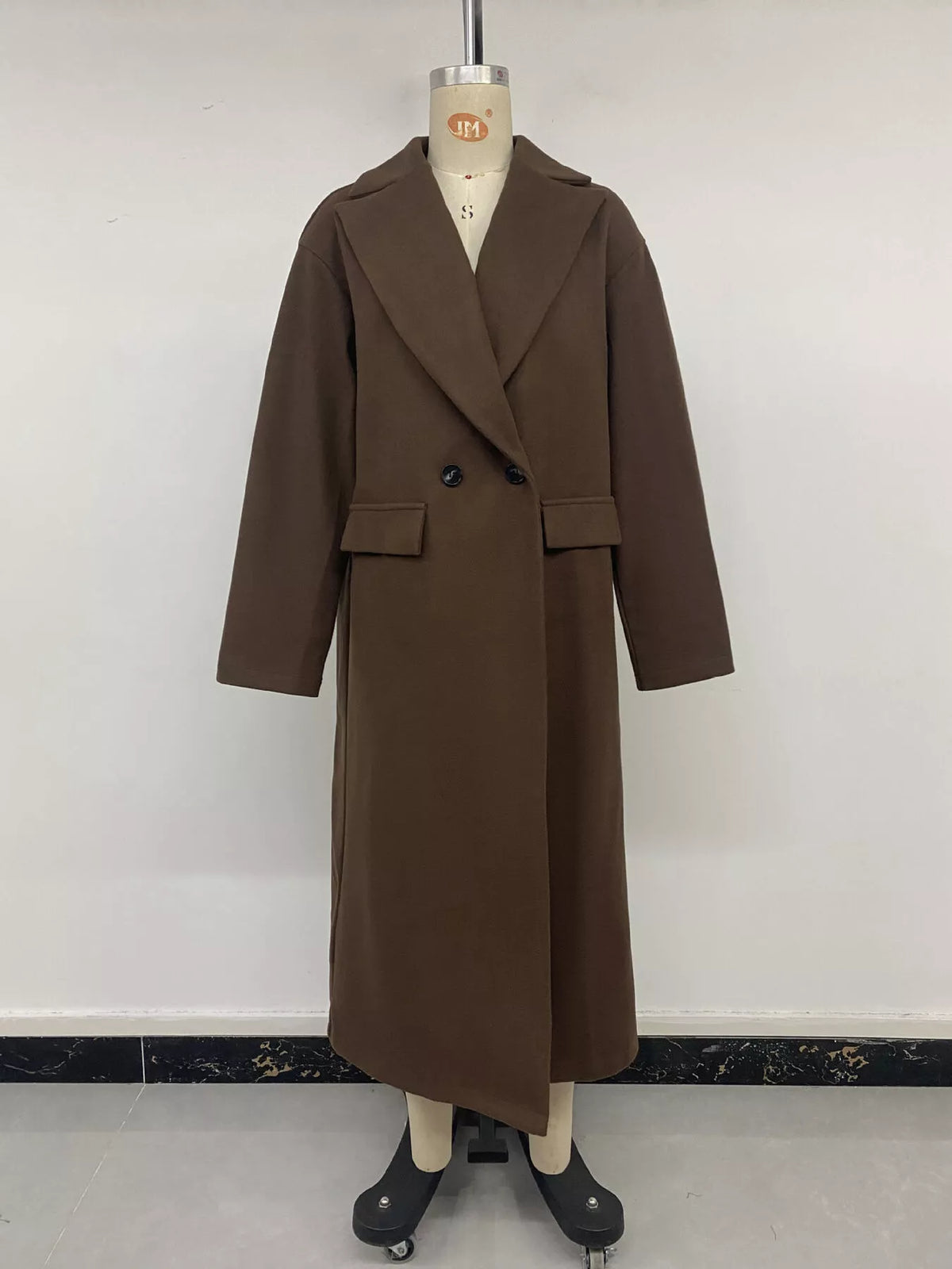 Double-Breasted Longline Coat — garment front