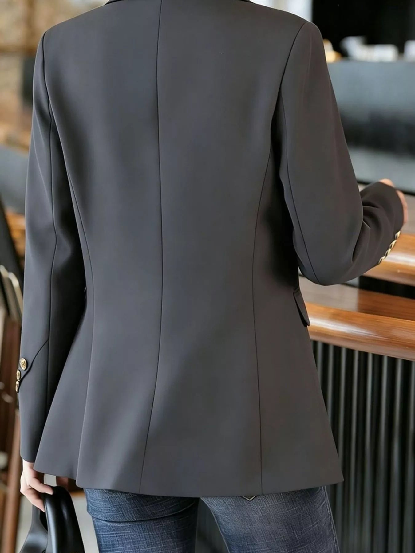 Trendsi Full Size One Button Lapel Collar Blazer Plus Size -