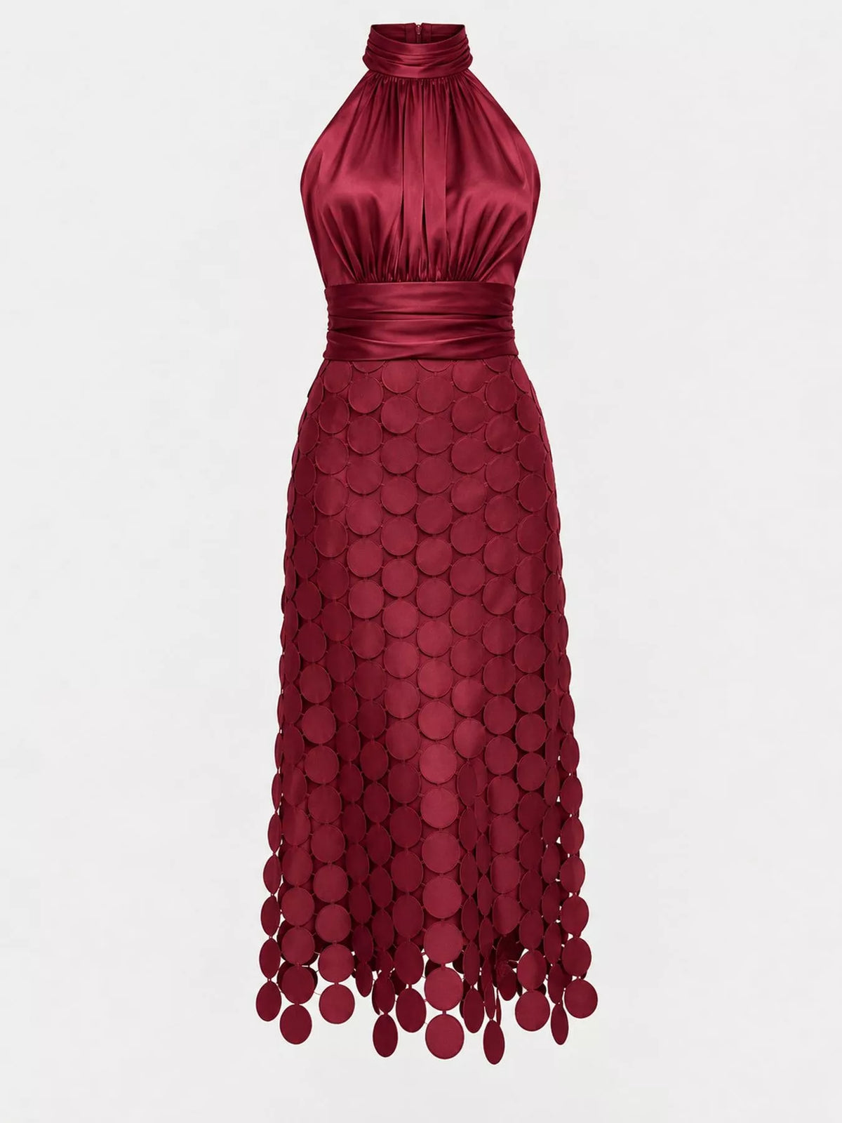 Circular Applique Sleeveless Midi Dress — garment front