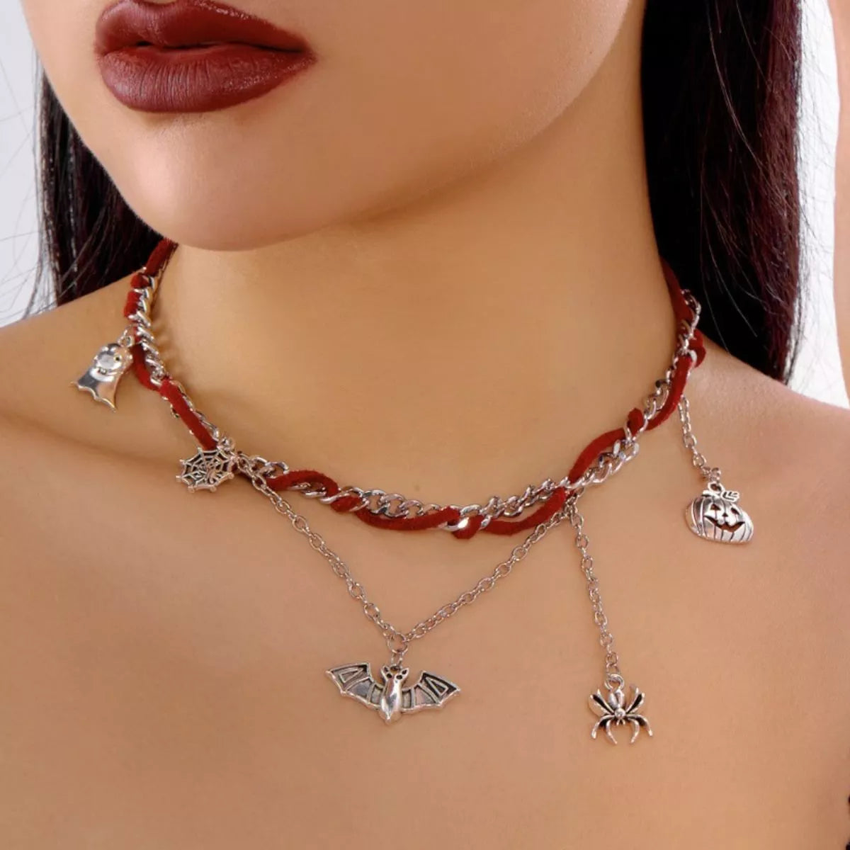 Trendsi Halloween Double Layered Pendant Necklace -
