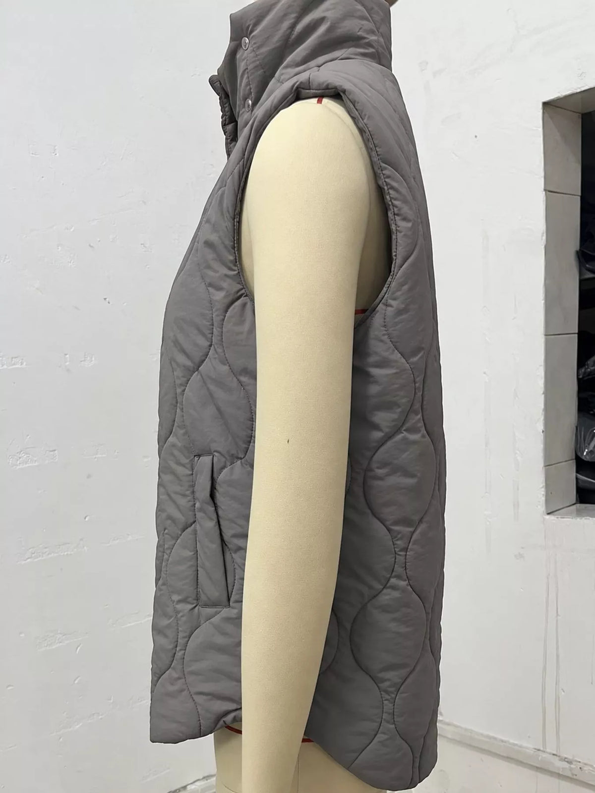 Quilted Snap-Front Vest — side view