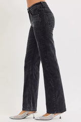 Trendsi RISEN Tummy Control Mid Rise Straight Leg Corduroy Pants -