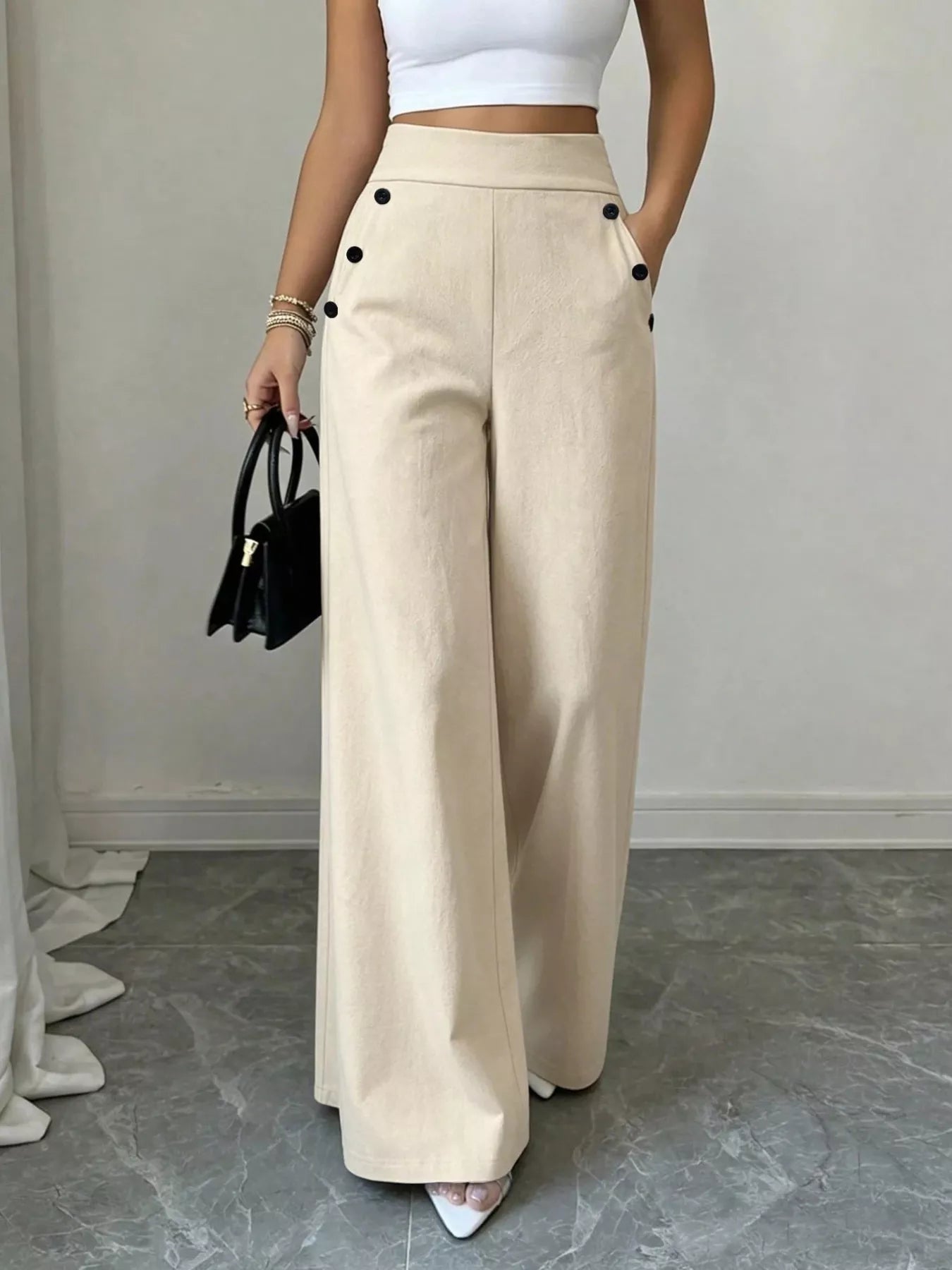 Trendsi High-Waisted Wide-Leg Pants -