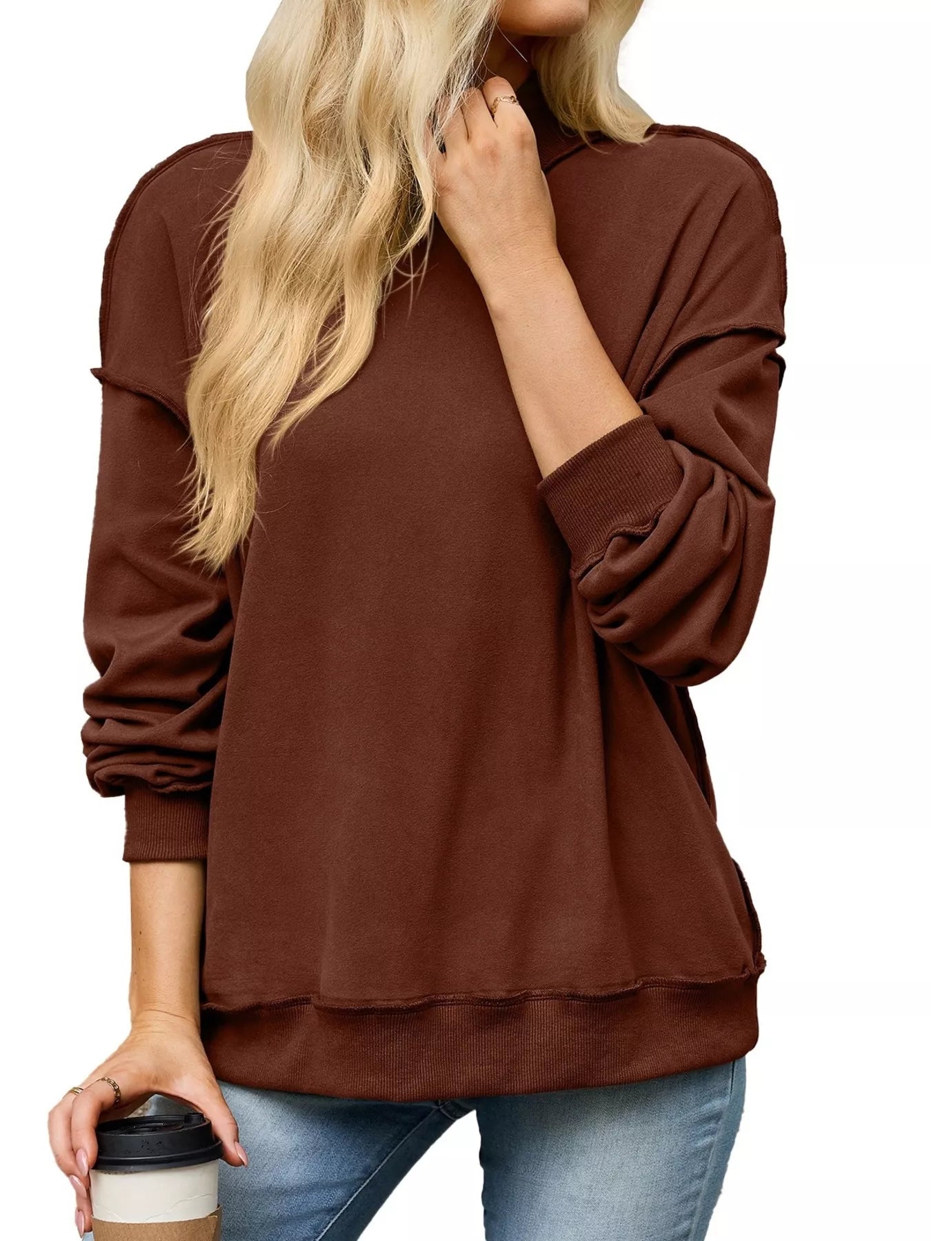 Trendsi Loose Fit Crew Neck Sweatshirt -
