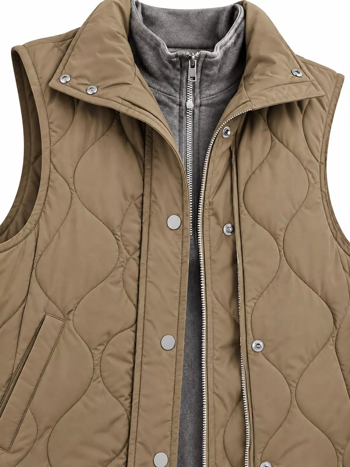Quilted Snap-Front Vest — garment construction details