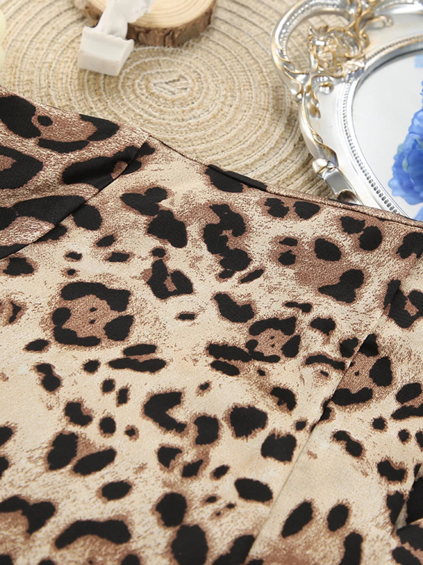 Trendsi Leopard Bra & Cardigan and Shorts Set -