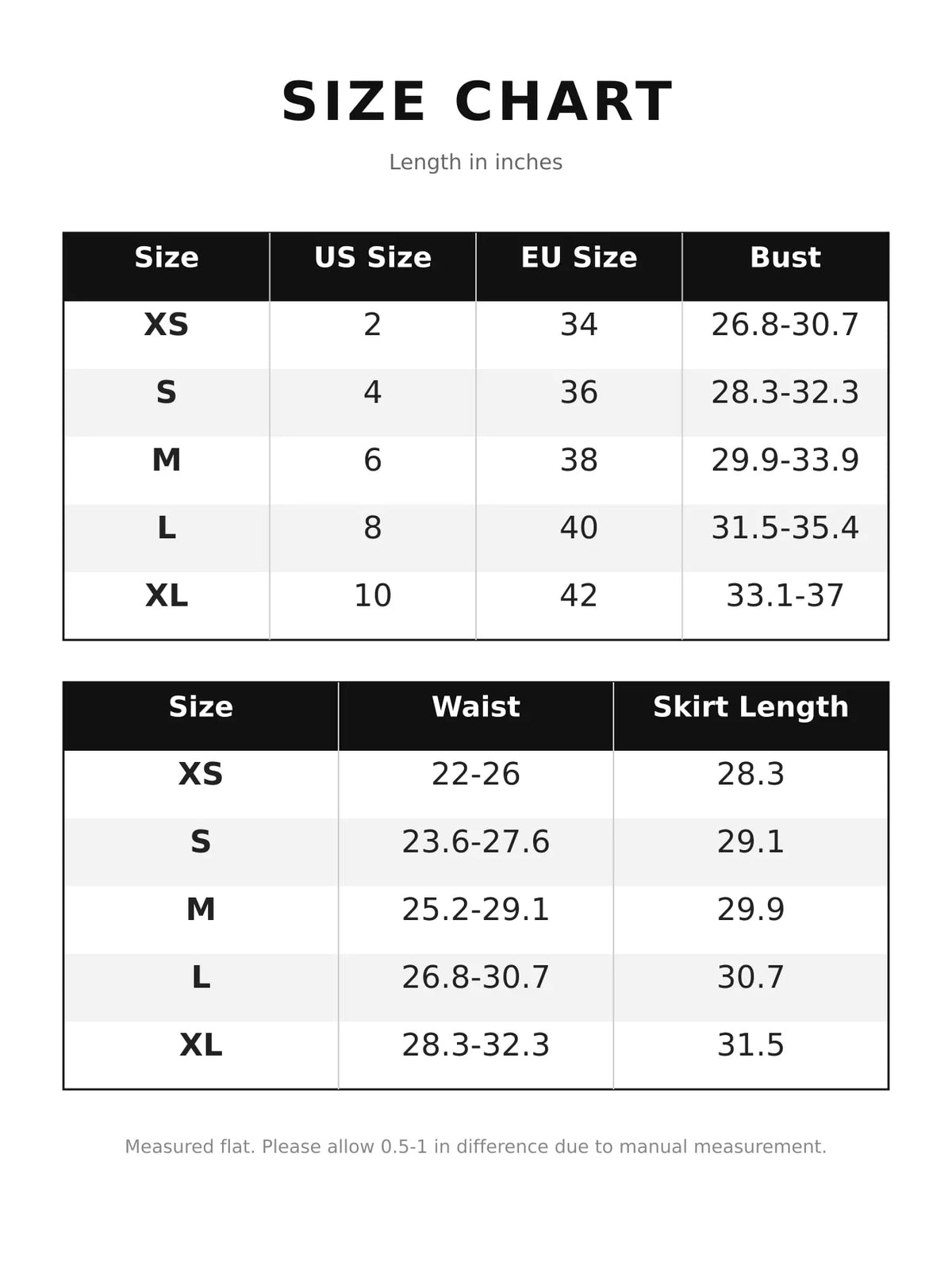 Size chart for the ruched spaghetti strap layered mini dress