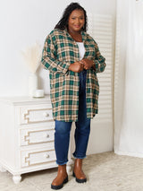 Trendsi Mandy Plaid Collared Neck Long Sleeve Shirt - Pants