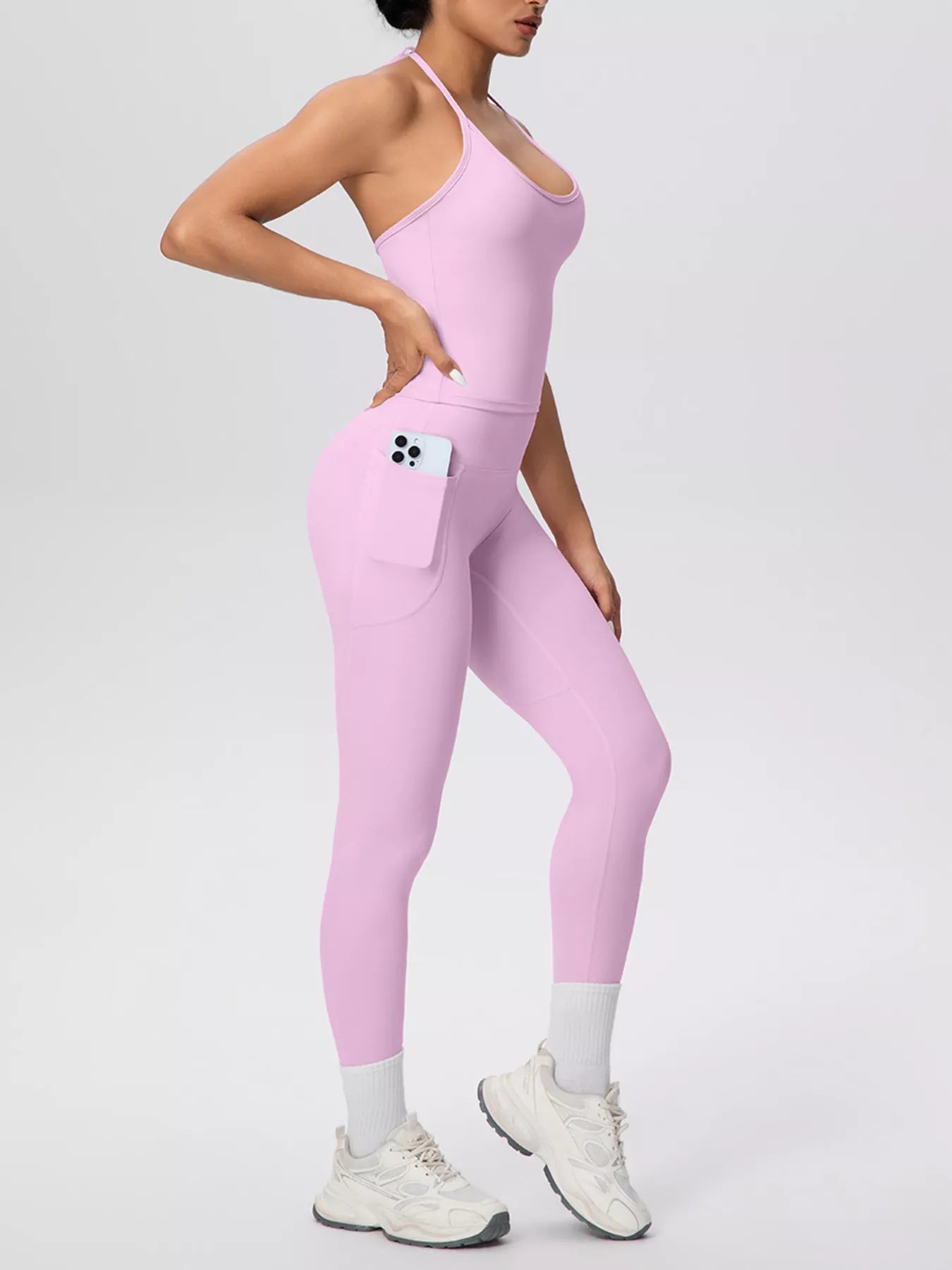Trendsi Halter Neck Cami and High-Waisted Leggings Active Set -