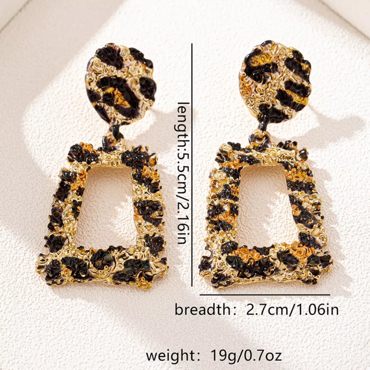 Trendsi 18K Gold-Plated Leopard Dangle Earrings -