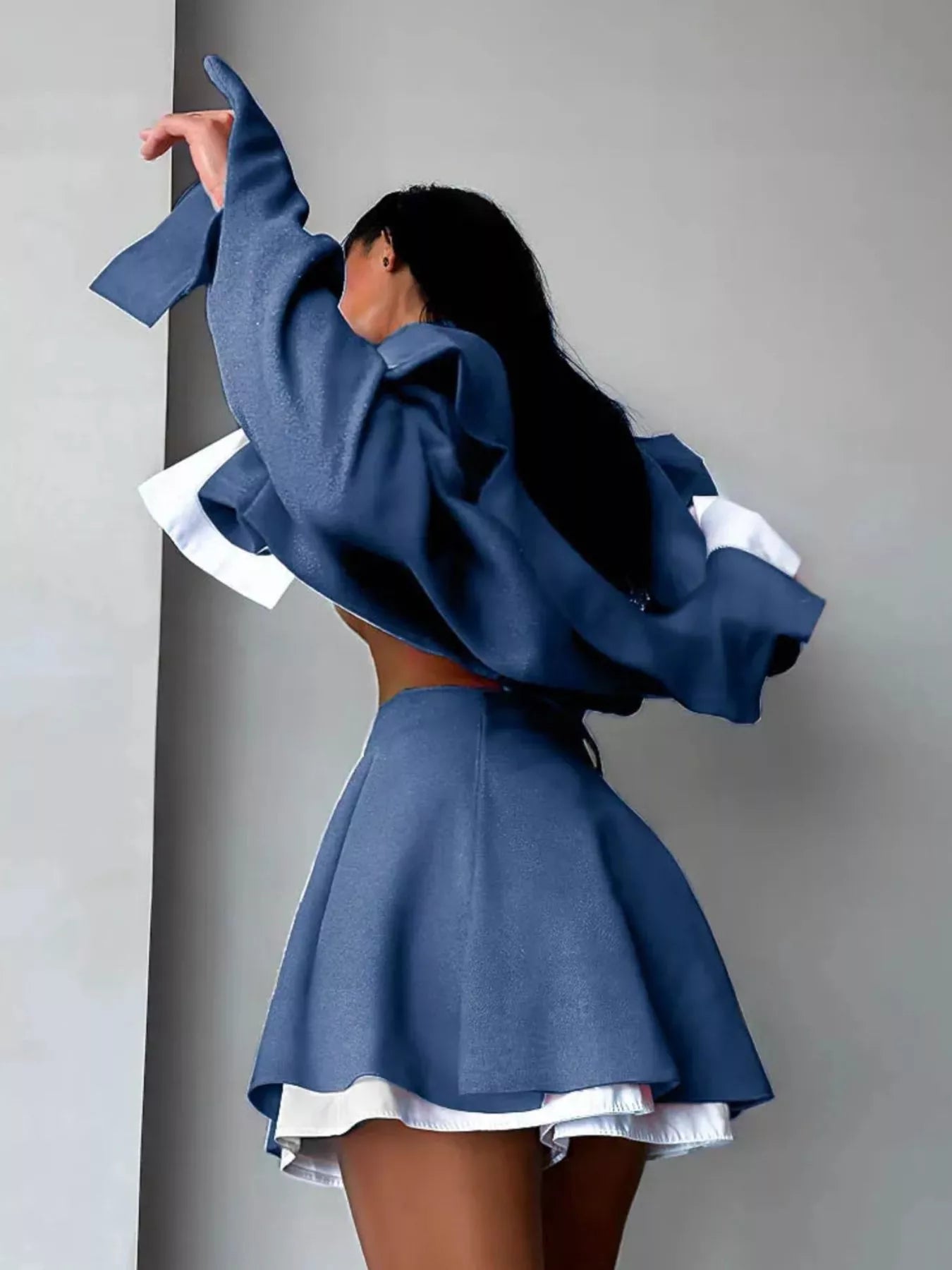 Trendsi Button Up Cropped Jacket and Mini Skirt Set -