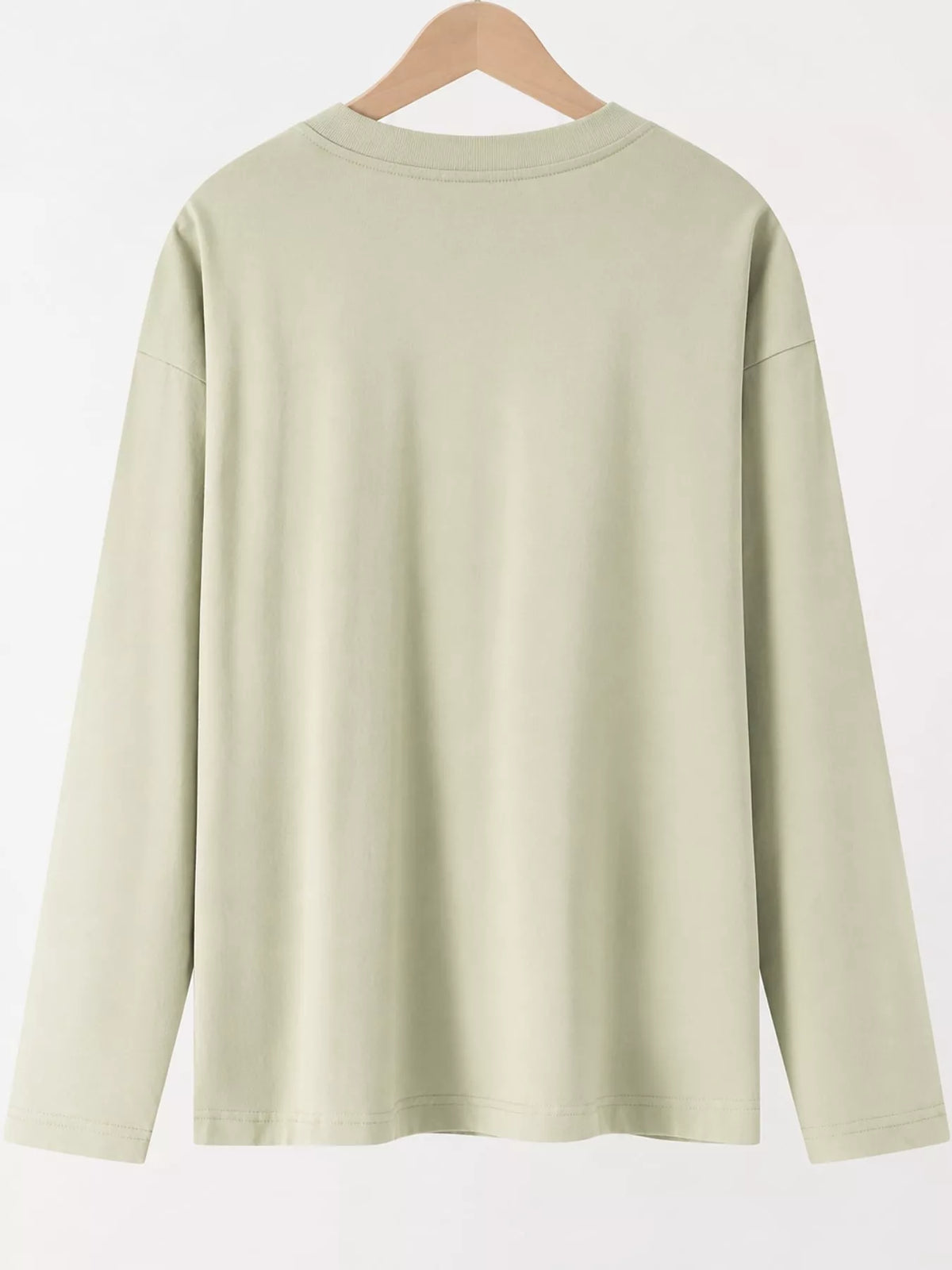 Solid Long-Sleeve Crew Neck T-Shirt — back view