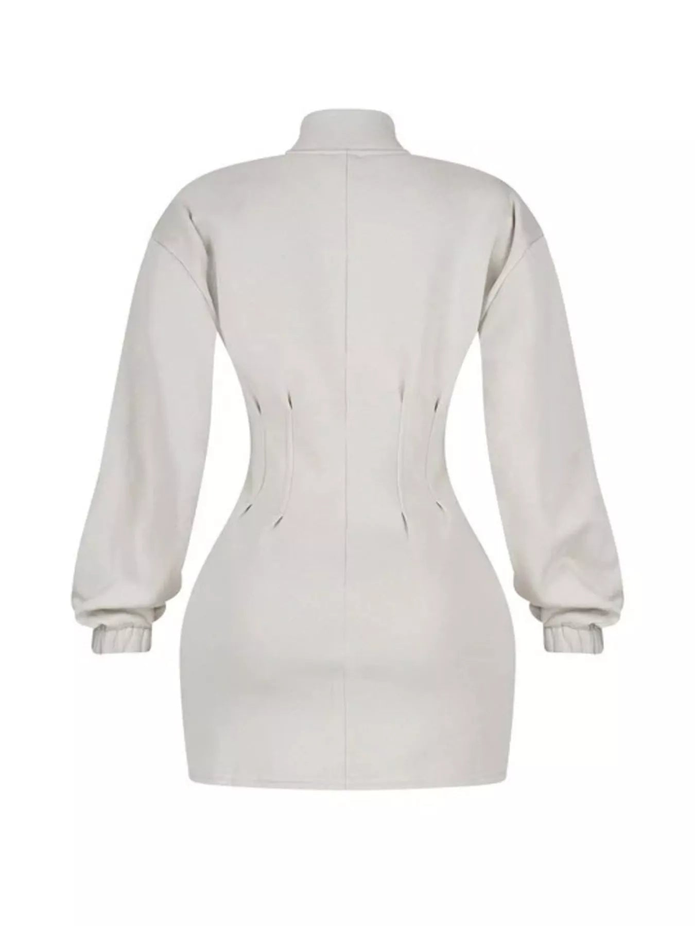 Trendsi Casual Zip-Up Long Sleeve Mini Dress -