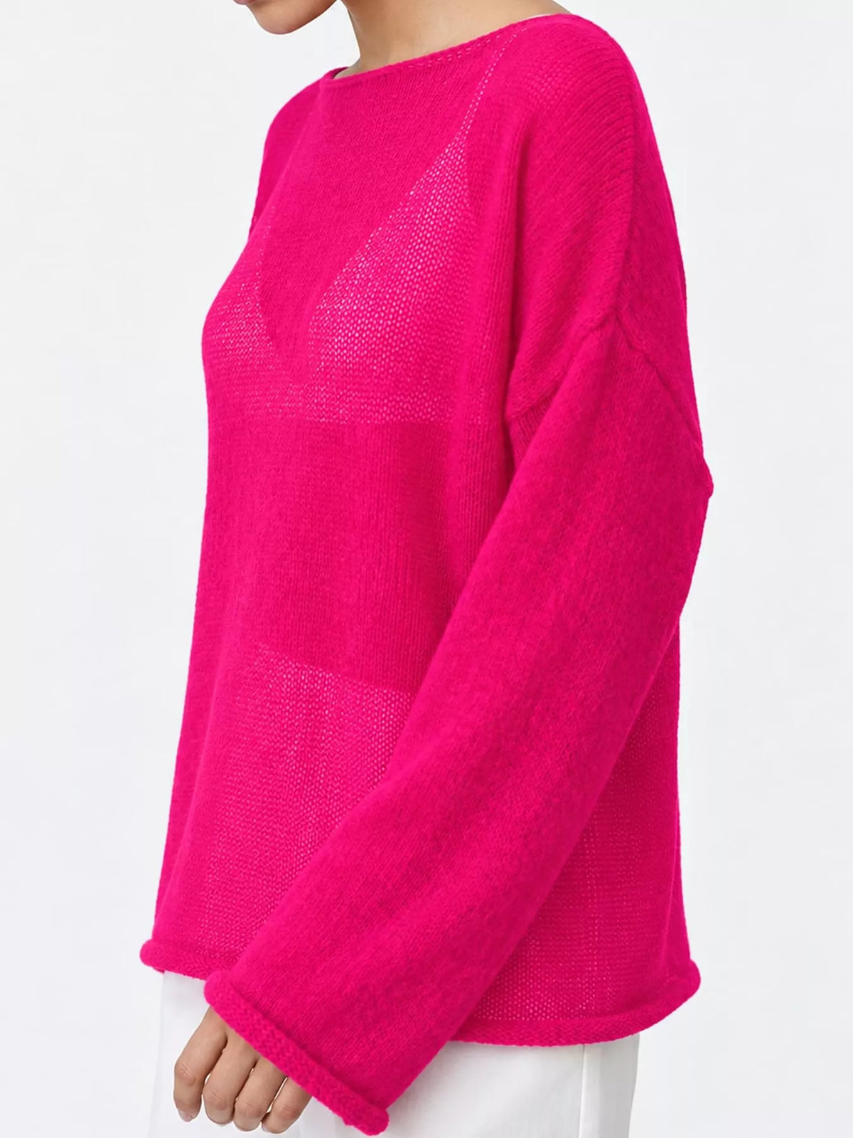 Knit cover-up, hot pink side