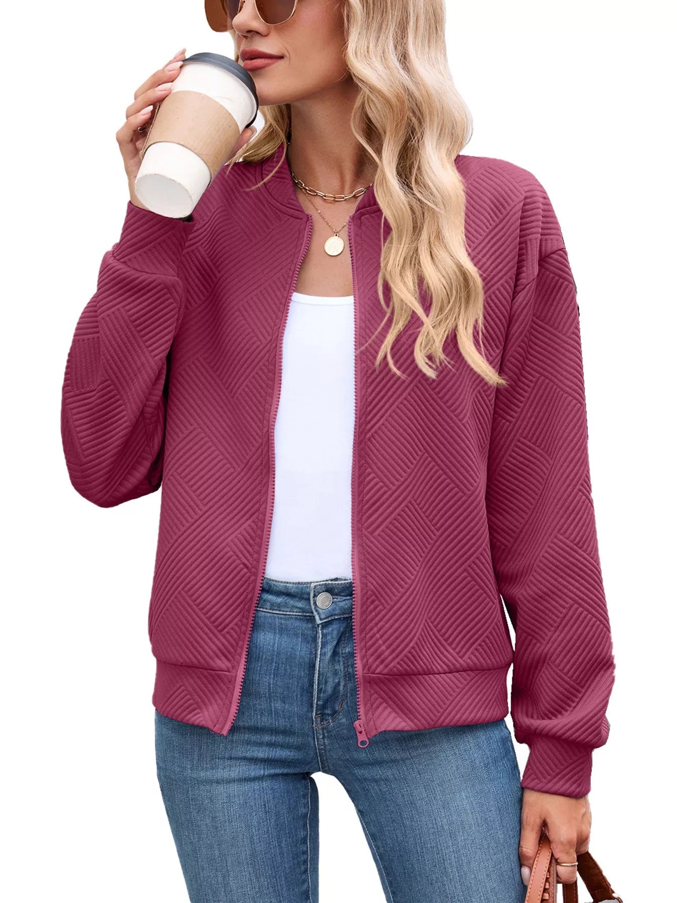 Trendsi Textured Zip Up Jacket -