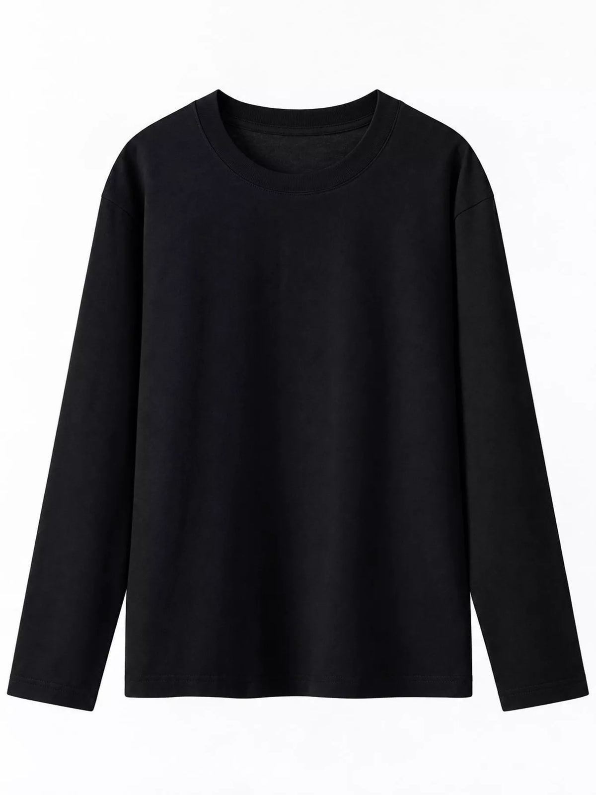 Solid Long-Sleeve Crew Neck T-Shirt — garment front
