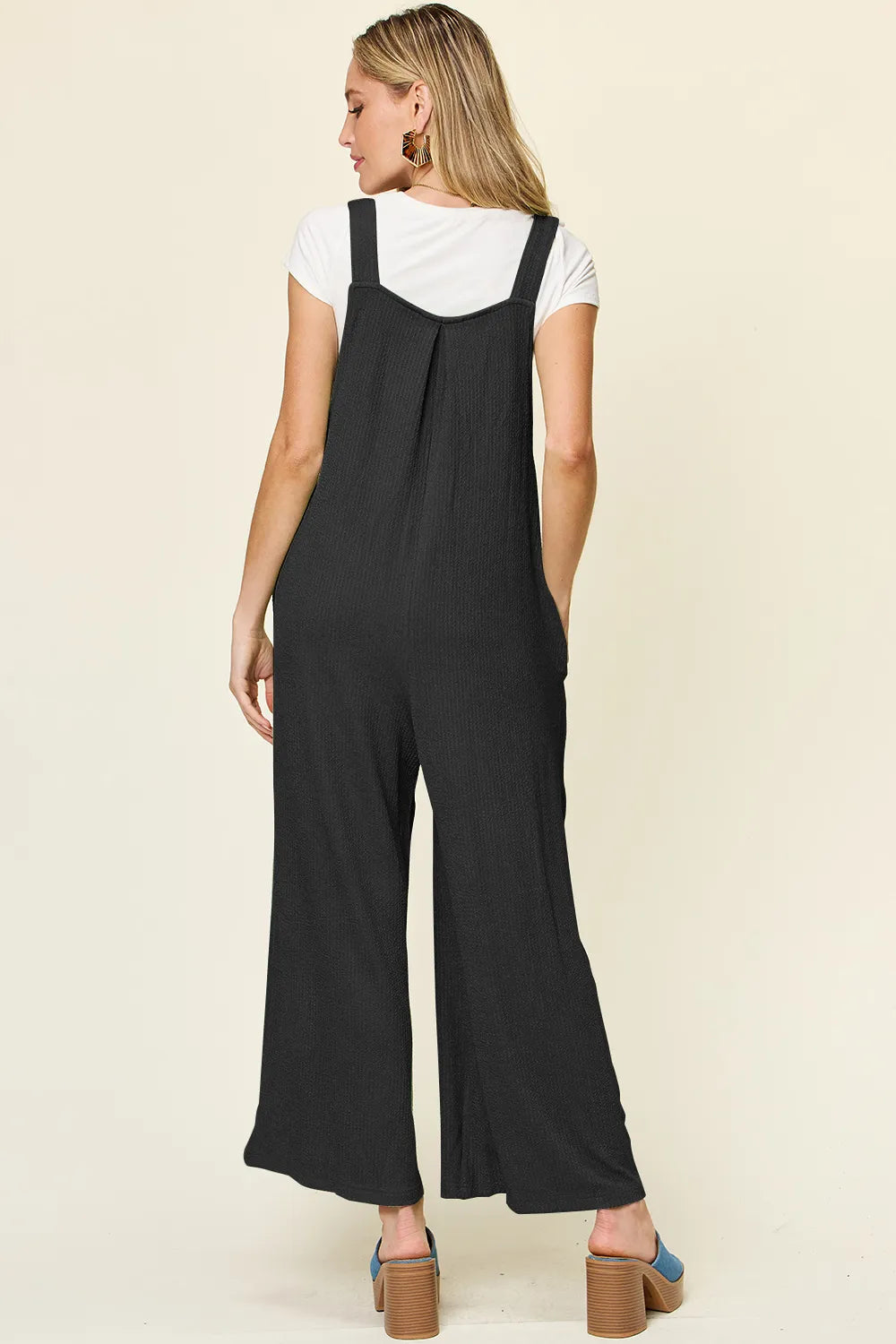 Trendsi Double Take Full Size Texture Sleeveless Wide Leg Overall -