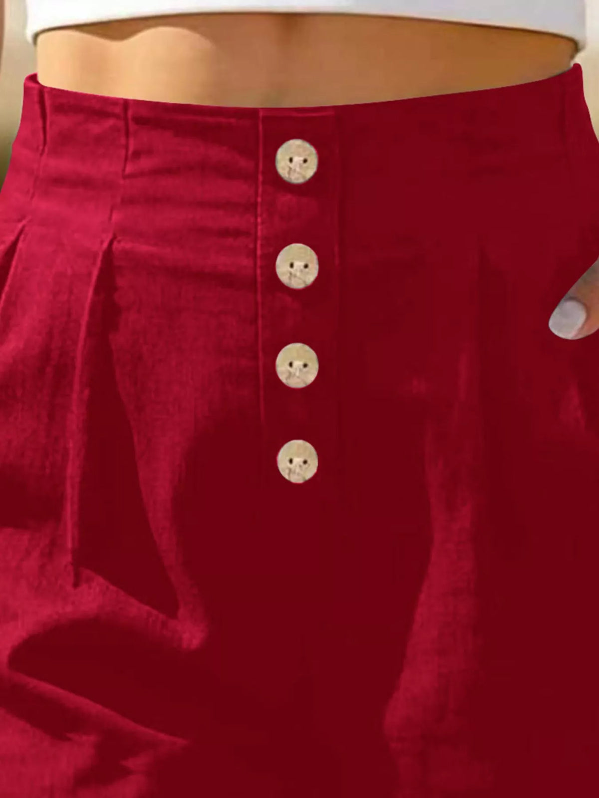 Trendsi Button Fly High Waist Shorts -