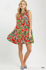 Trendsi Umgee Abstract Print Sleeveless Shift Dress -