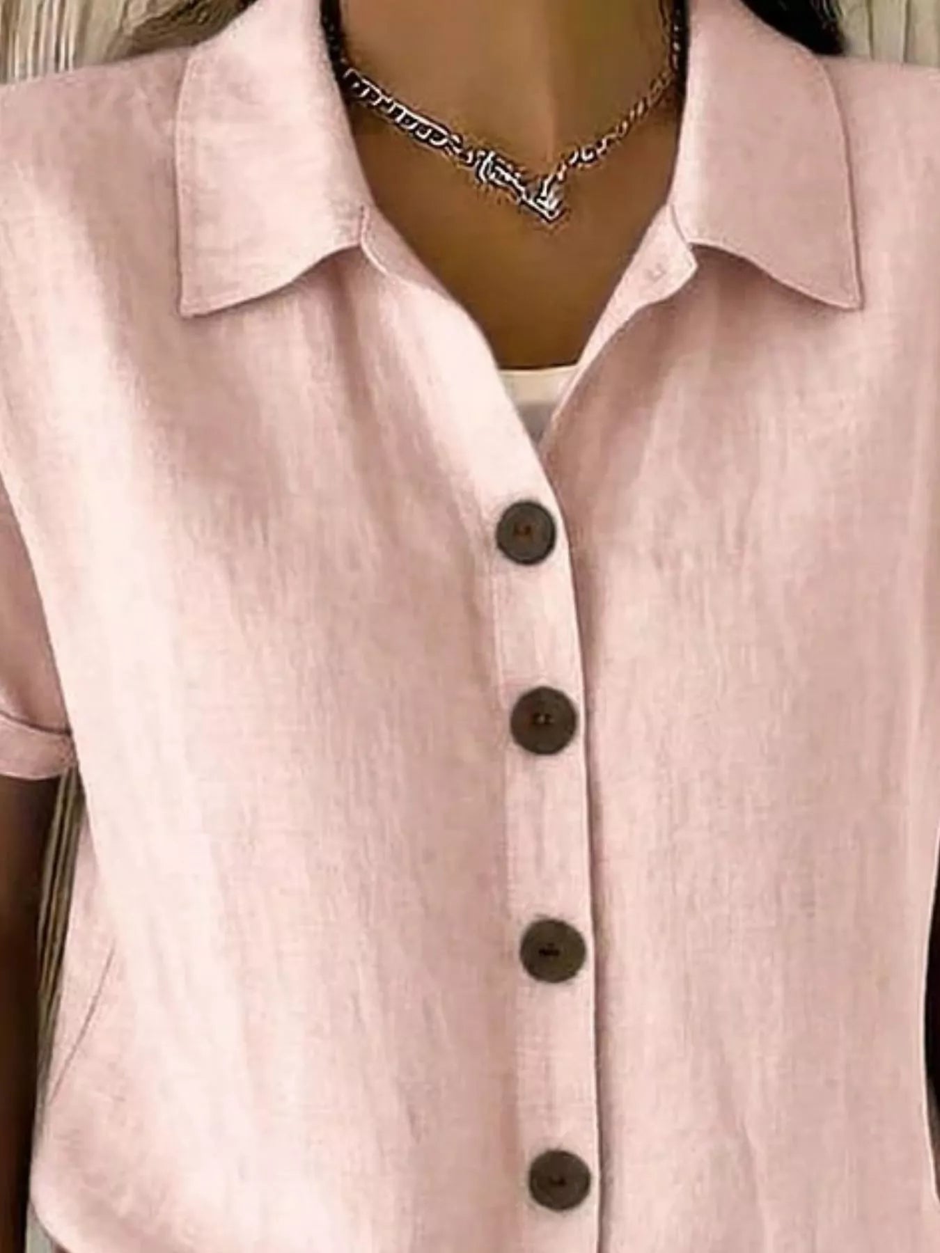 Trendsi Full Size Button-Down Short Sleeve Shirt Plus Size -