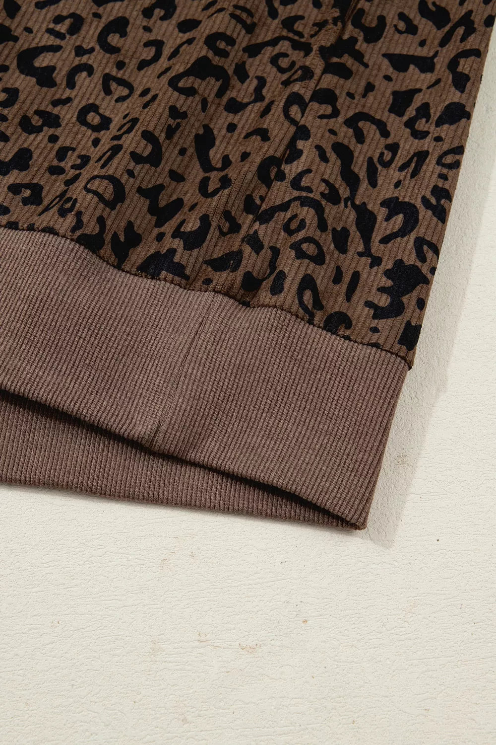 Trendsi Leopard Print Quarter-Zip Sweatshirt -