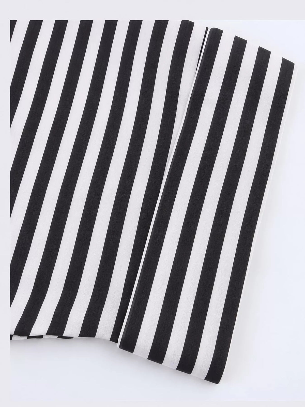 Black And White Stripes button-up three-quarter sleeve shirt