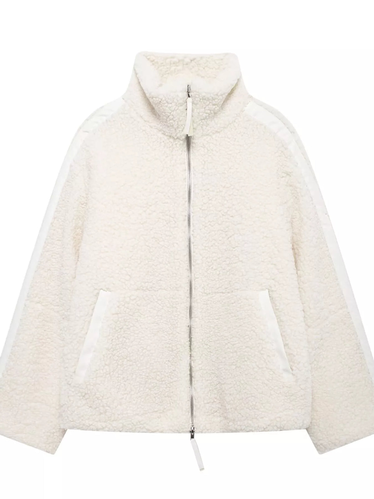 Cream sherpa zip-up jacket