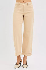 Trendsi RISEN Tummy Control Mid Rise Ankle Barrel Relaxed Baggy -
