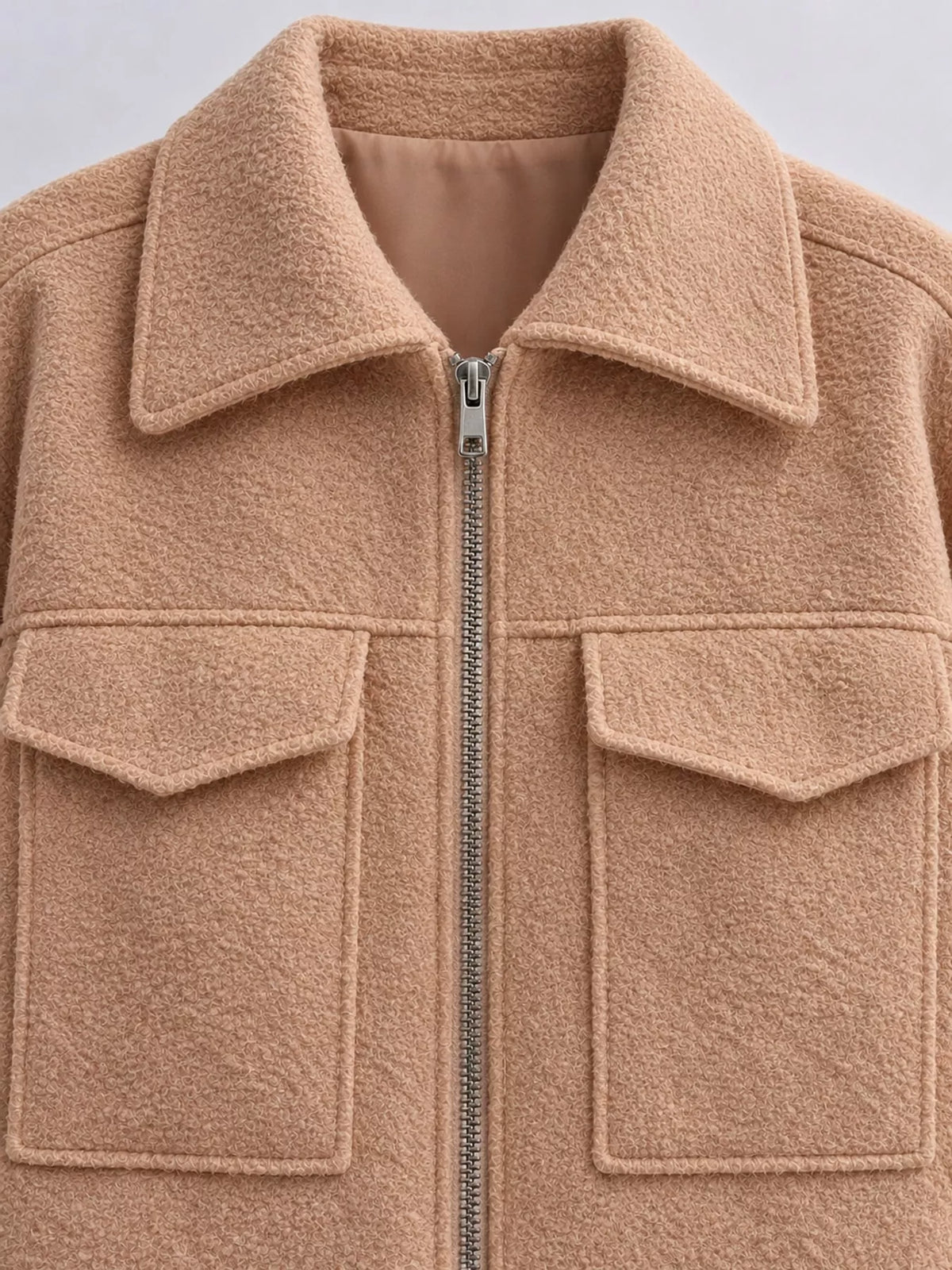 Zip-Up Cropped Jacket — construction details