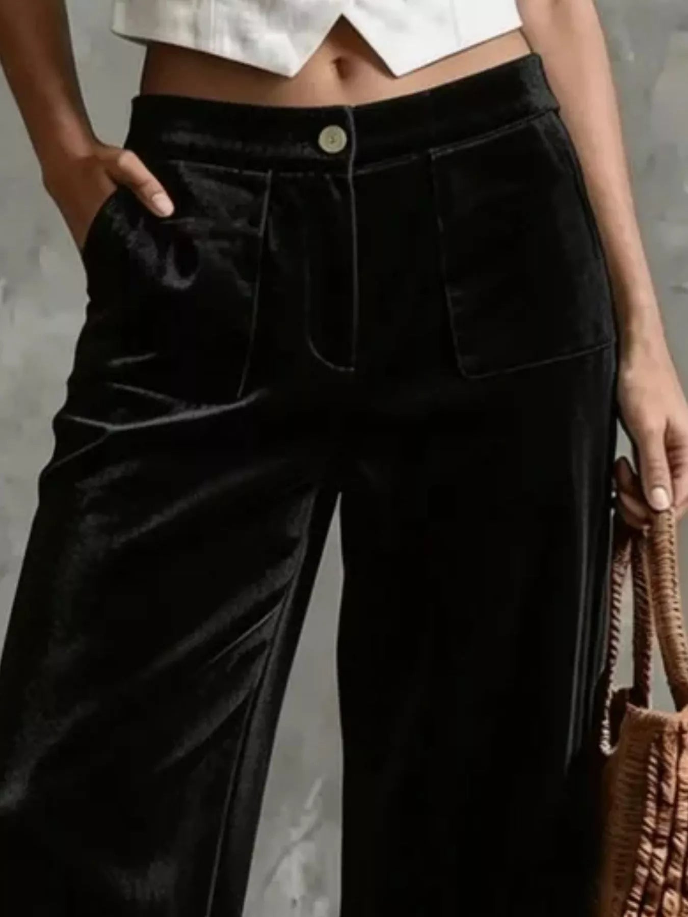 Trendsi Full Size Velvet Wide-Leg Pants Plus Size -