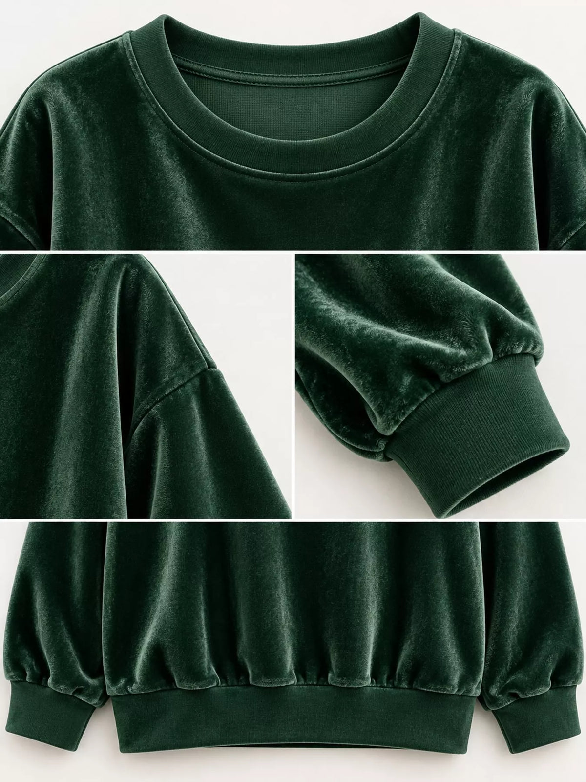 Crew-neck sweatshirt, green detail collage