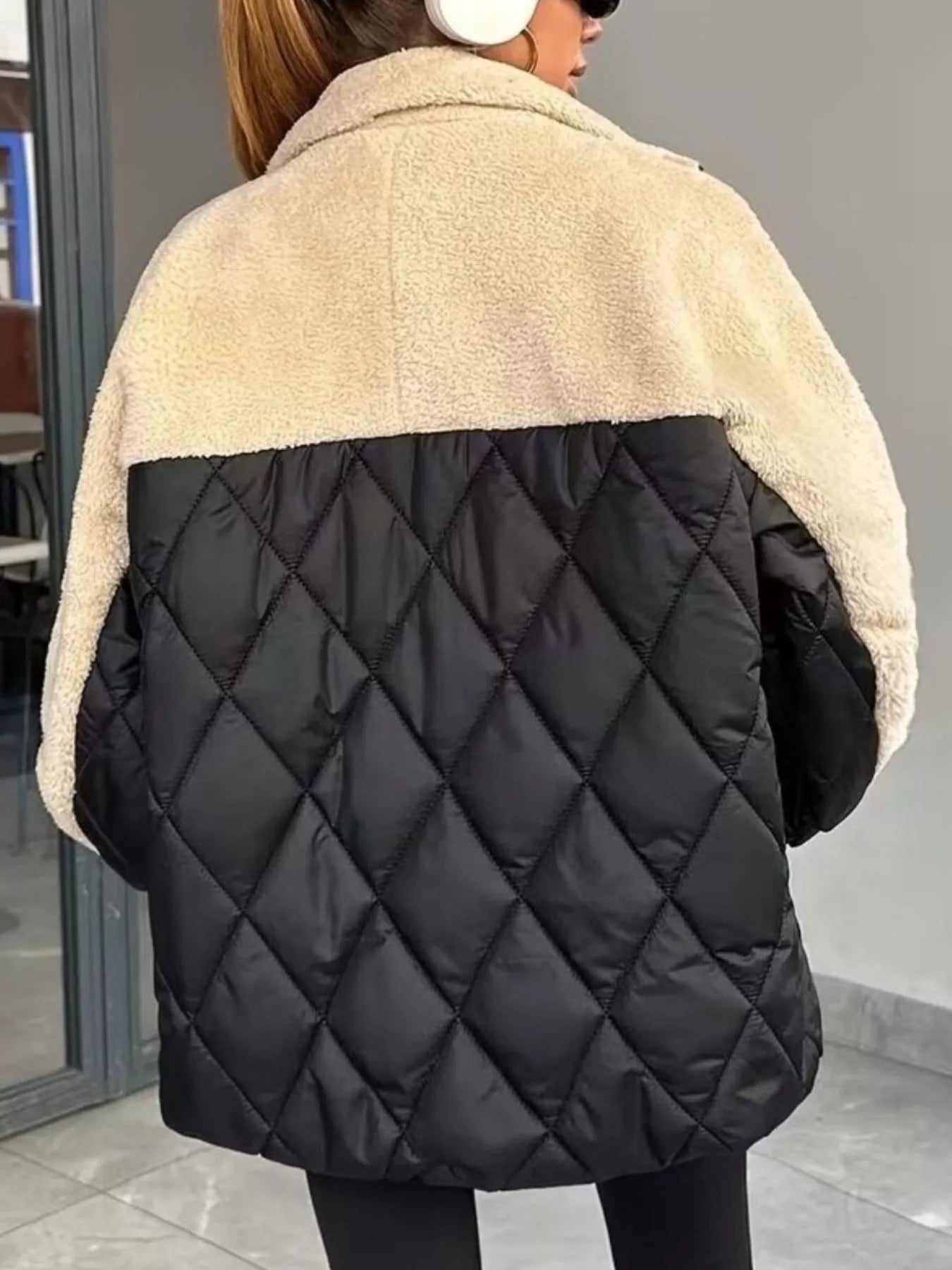 Trendsi Color-Block Sherpa and Quilted Puffer Outerwear -