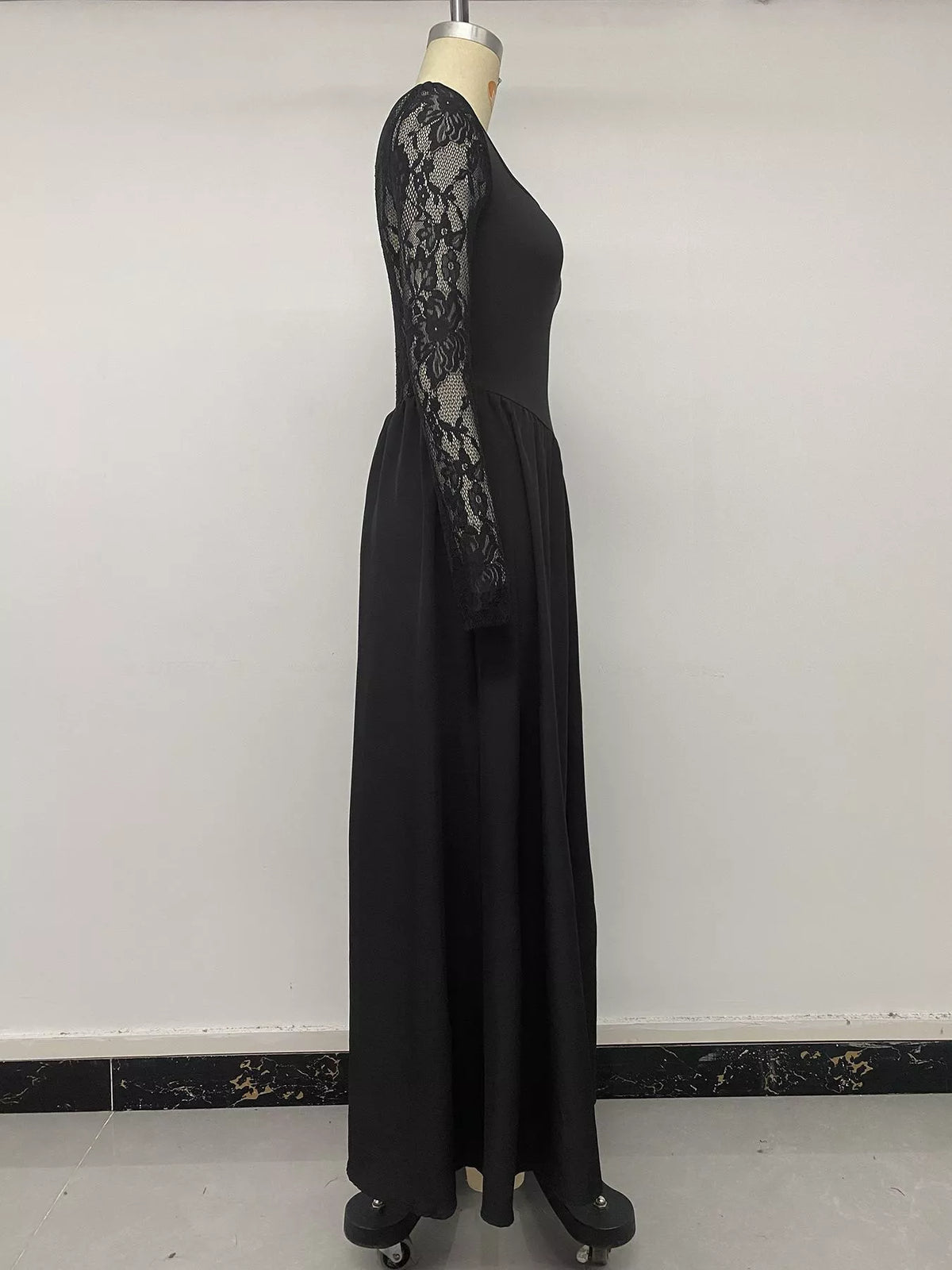 Trendsi Square Neck Sheer Sleeve Maxi Dress -