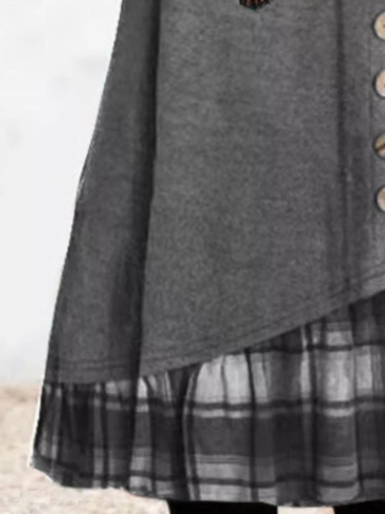 Trendsi Full Size Asymmetrical Plaid Patchwork Long Sleeve Dress Plus Size -