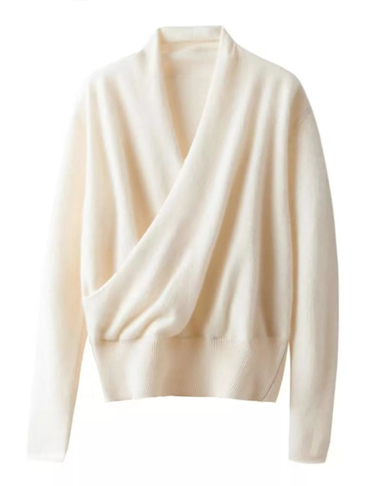 Cream wrap-front sweater