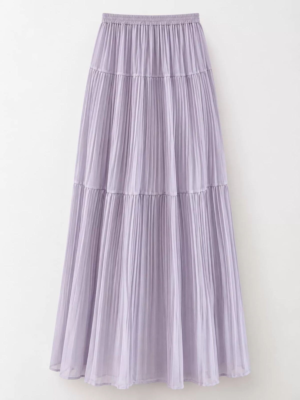 High-Waisted Tiered Pleated Maxi Skirt, front view