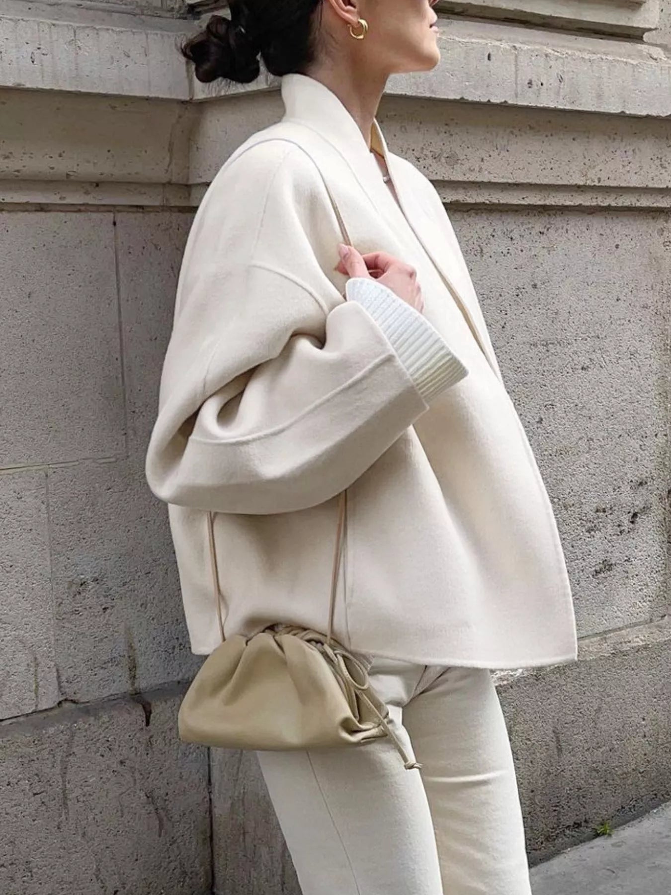 Trendsi Elegant Stand Collar Open Front Outerwear -