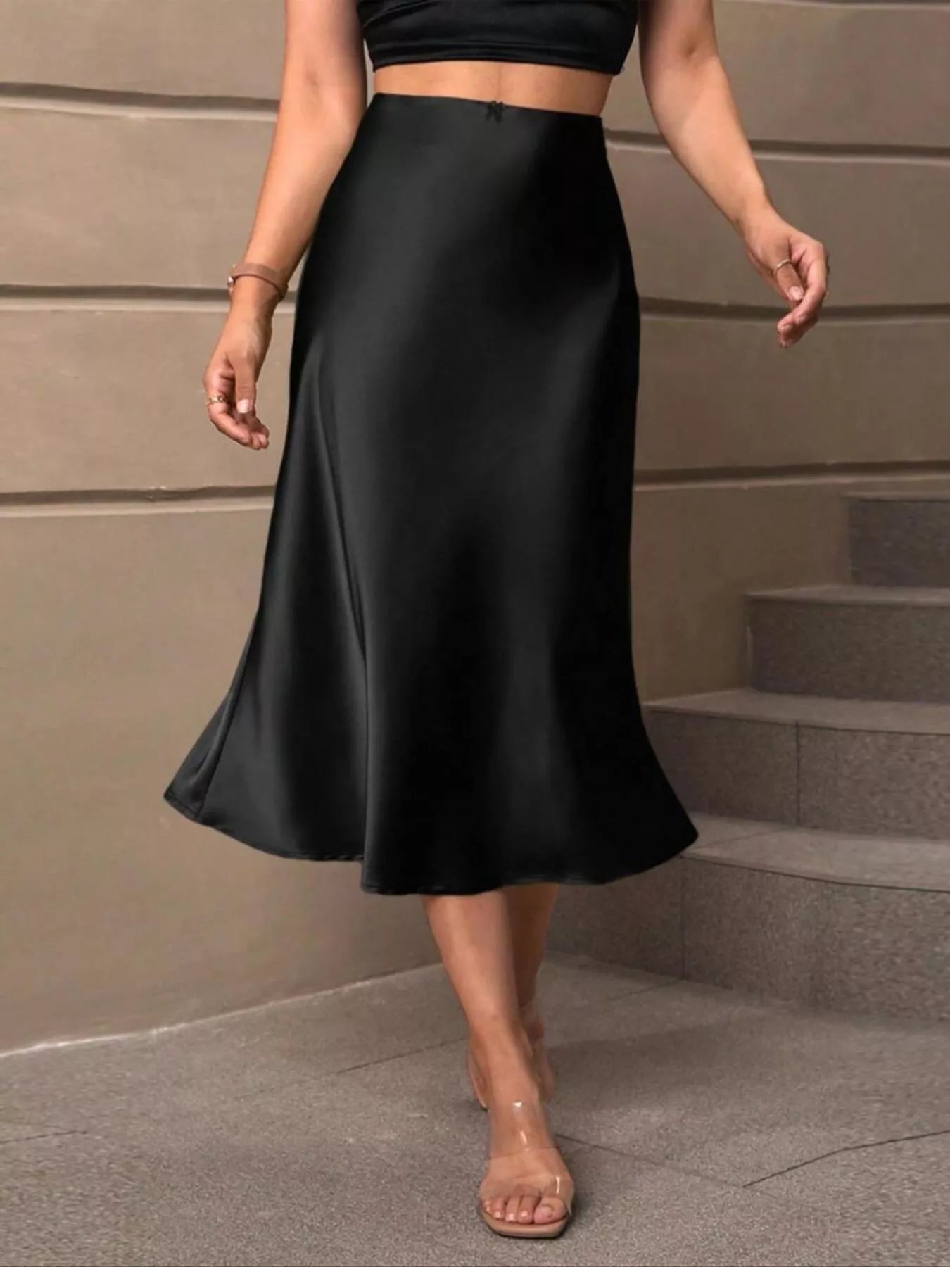 Trendsi Satin Midi Skirt -
