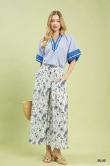 Trendsi Umgee Two Tone Floral Print Pants -