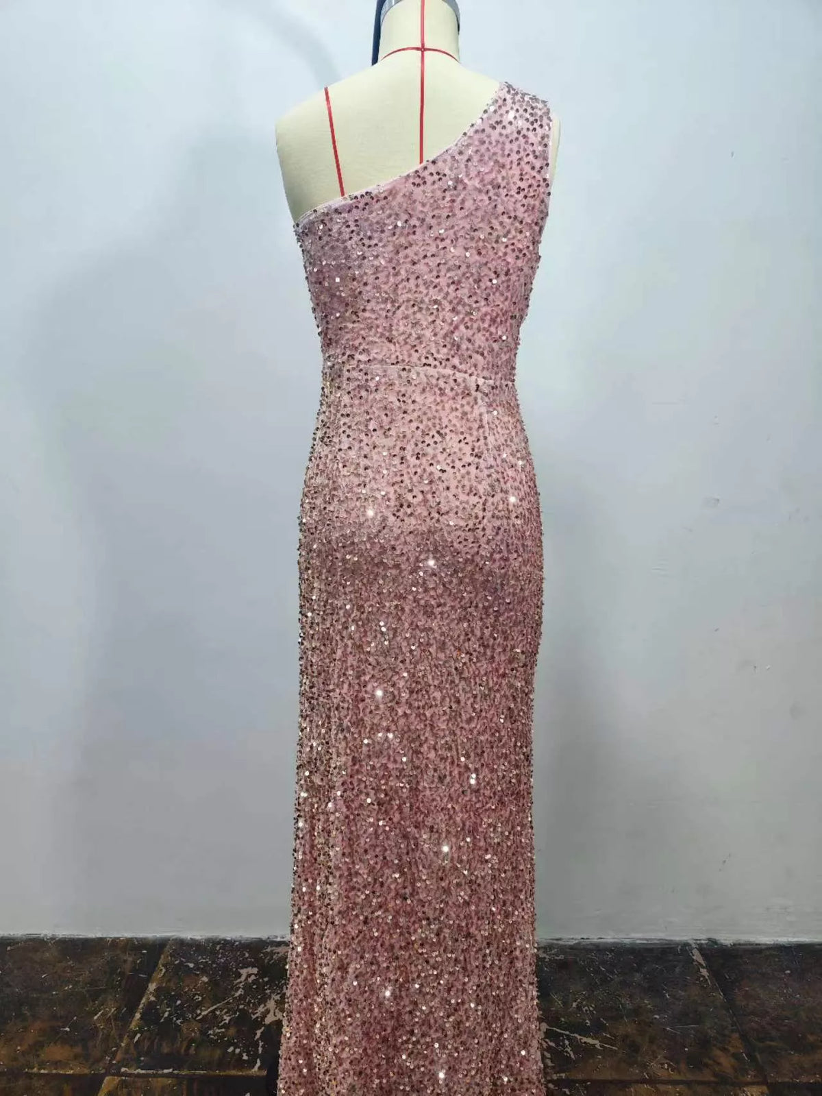 Sequin maxi dress, pink mannequin back